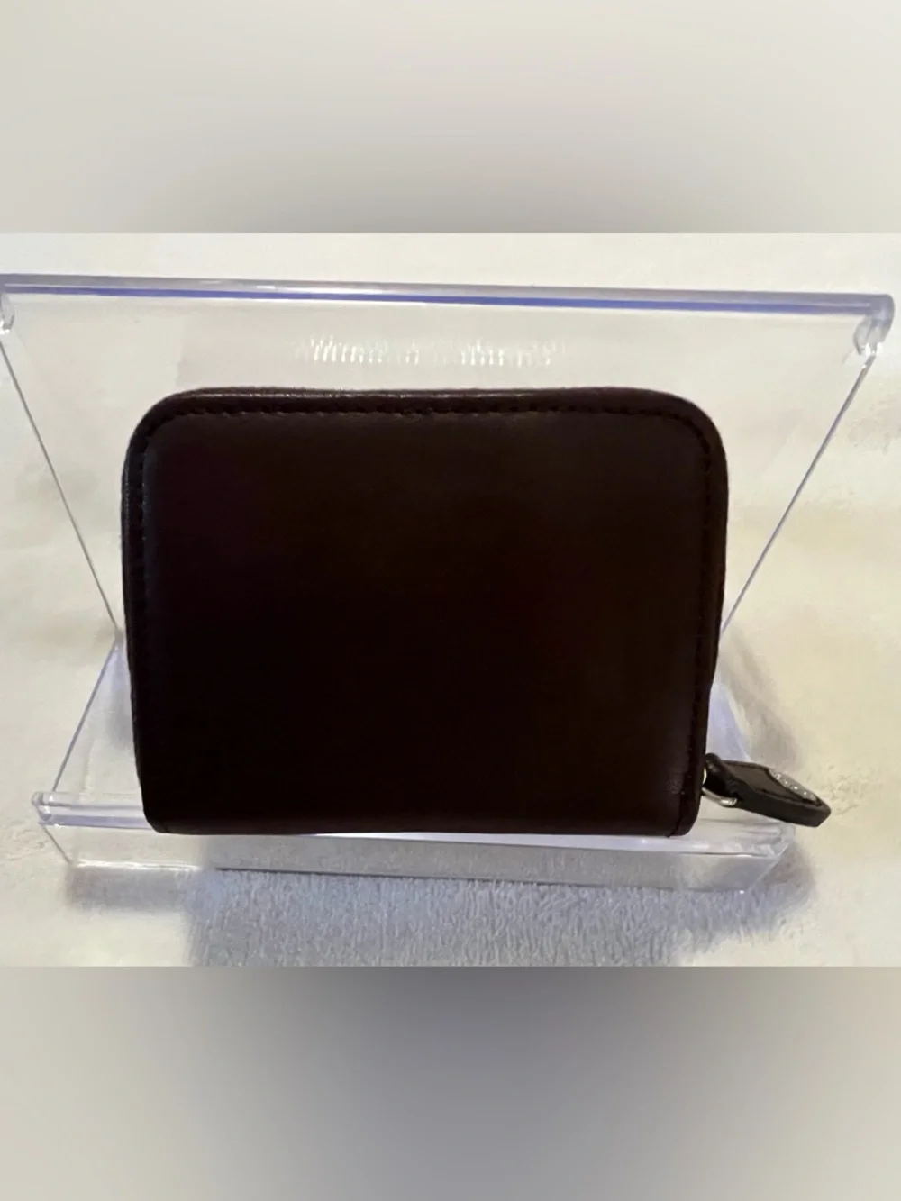 🩷 Coach Vtg Glove Tanned  Mahogany Brown Leather Zip Around  Coin Purse Wallet 💚